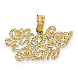 14k Yellow Gold Hockey Mom Pendant