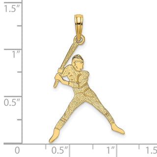 14k Yellow Gold Baseball Batter Pendant