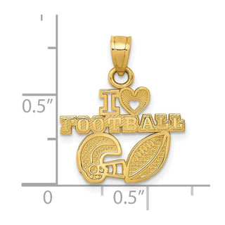 14k Yellow Gold I Heart Football Pendant D4294