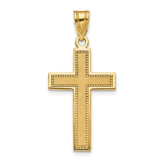 14k Yellow Gold Large Satin Cross Pendant