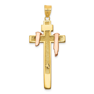 14k Yellow Gold Tri-Color Large Draped Inri Crucifix Pendant