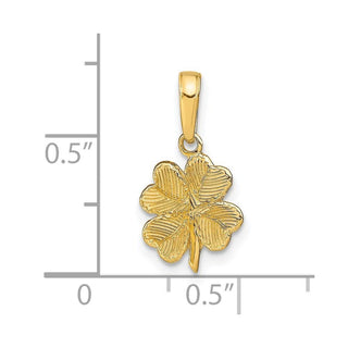 14k Yellow Gold Polished and Textured 4-Leaf Clover Pendant