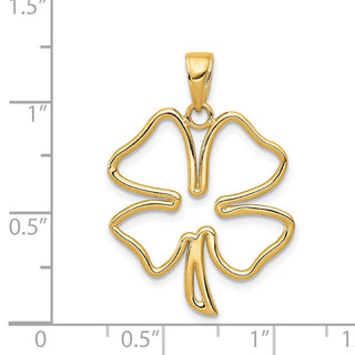 14k Yellow Gold Polished Cut Out 4-Leaf Clover Pendant