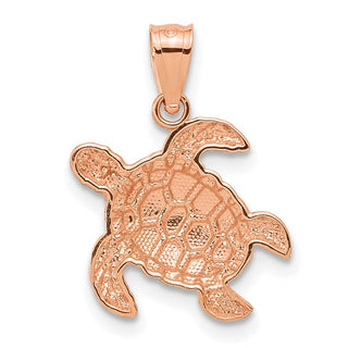 14k Rose Gold Diamond-Cut Turtle Pendant