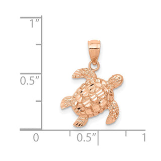 14k Rose Gold Diamond-Cut Turtle Pendant