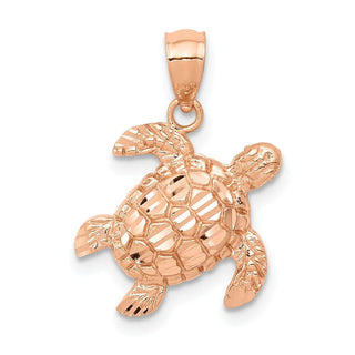 14k Rose Gold Diamond-Cut Turtle Pendant