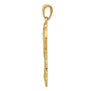14k Yellow Gold Polished and Textured Palm Trees Pendant