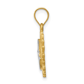 14k Yellow Gold and White Rhodium Brushed Sun/Moon Pendant