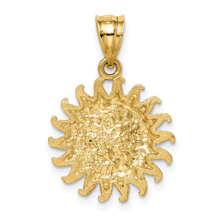 14k Yellow Gold and White Rhodium Brushed Sun/Moon Pendant