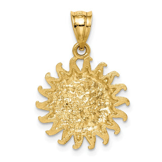 14k Yellow Gold and White Rhodium Brushed Sun/Moon Pendant