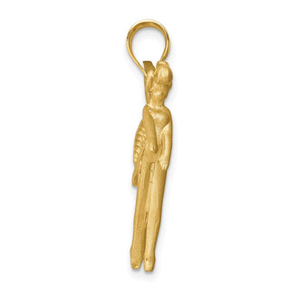 14k Yellow Gold And White Rhodium Diamond-Cut Fairy Pendant