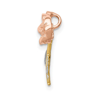 14k Yellow and Rose Gold with Rhodium Polished Rose Slide Pendant