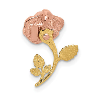 14k Yellow and Rose Gold with Rhodium Polished Rose Slide Pendant