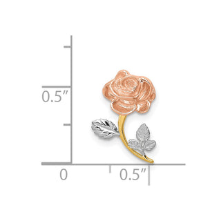 14k Yellow and Rose Gold with Rhodium Polished Rose Slide Pendant