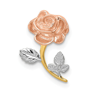 14k Yellow and Rose Gold with Rhodium Polished Rose Slide Pendant