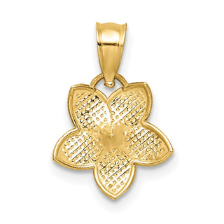 14k Yellow Gold Polished Plumeria Flower Pendant
