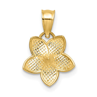 14k Yellow Gold Polished Plumeria Flower Pendant