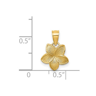 14k Yellow Gold Polished Plumeria Flower Pendant