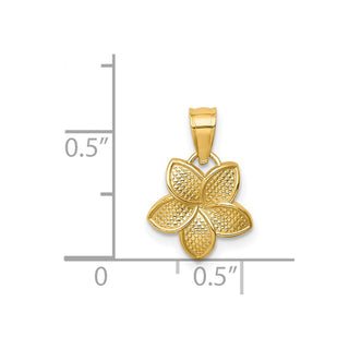 14k Yellow Gold Polished Plumeria Flower Pendant