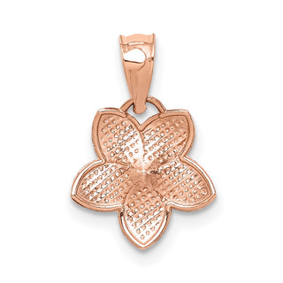14k Rose Gold Polished Mini Plumeria Pendant