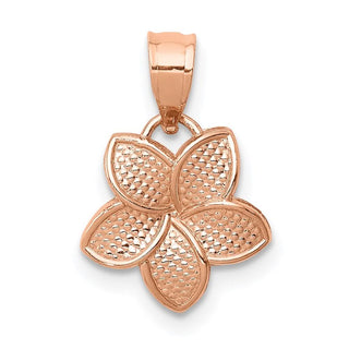 14k Rose Gold Polished Mini Plumeria Pendant
