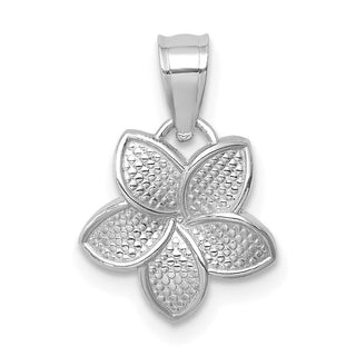 14k White Gold Polished Mini Plumeria Pendant