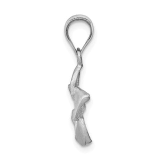 14k White Gold Brushed and Diamond-cut Plumeria Flower Pendant