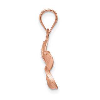 14k Rose Gold Brushed Diamond-Cut Plumeria Flower Pendant