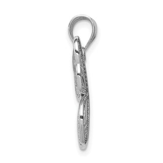 14k White Gold Polished and Diamond-cut Butterfly Pendant