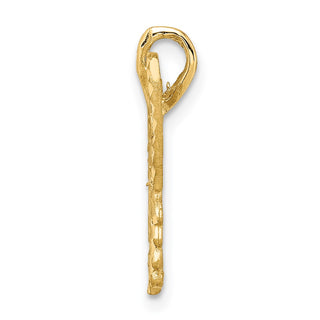 14k Yellow Gold Brushed and Diamond-cut Butterfly Slide Pendant