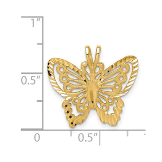 14k Yellow Gold Brushed and Diamond-cut Butterfly Slide Pendant