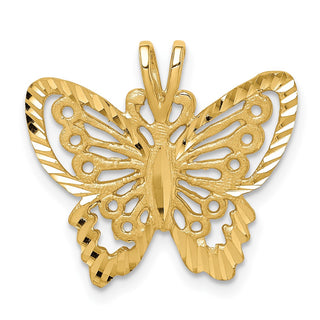 14k Yellow Gold Brushed and Diamond-cut Butterfly Slide Pendant