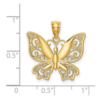 14k Yellow Gold Polished Butterfly Pendant