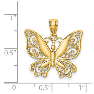 14k Yellow Gold Polished Butterfly Pendant