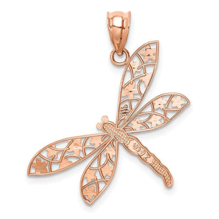 14k Rose Gold Polished Dragonfly Pendant