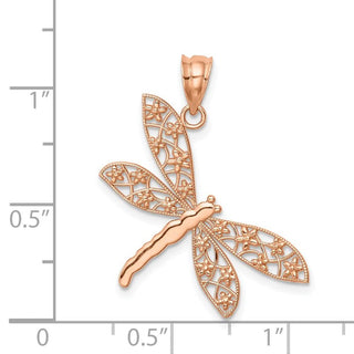 14k Rose Gold Polished Dragonfly Pendant