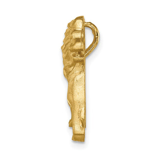 14k Yellow Gold Brushed and Diamond-cut Lion Slide Pendant