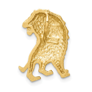 14k Yellow Gold Brushed and Diamond-cut Lion Slide Pendant