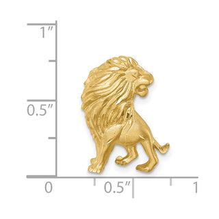 14k Yellow Gold Brushed and Diamond-cut Lion Slide Pendant