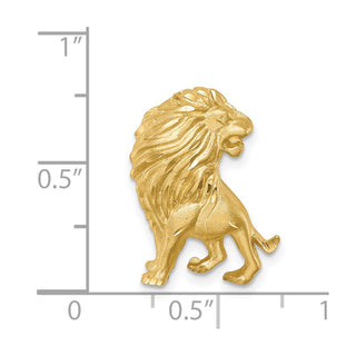 14k Yellow Gold Brushed and Diamond-cut Lion Slide Pendant