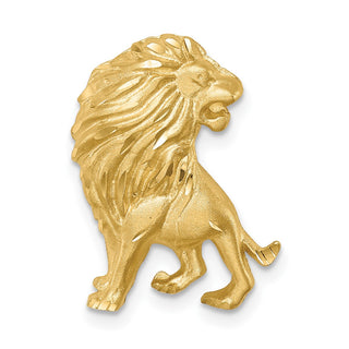 14k Yellow Gold Brushed and Diamond-cut Lion Slide Pendant