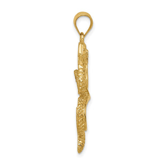 Mens 14k Yellow Gold Polished and Textured Snake Pendant