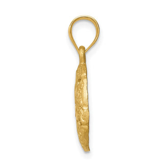 Mens 14k Yellow Gold Brushed and Diamond-cut Sand Dollar Pendant