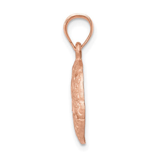 Mens 14k Rose Gold Brushed and Diamond-cut Sand Dollar Pendant