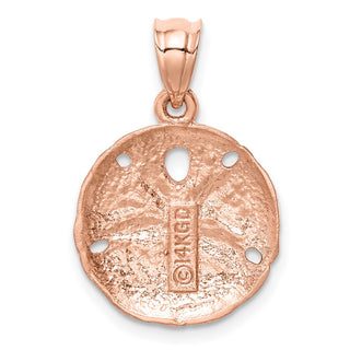 Mens 14k Rose Gold Brushed and Diamond-cut Sand Dollar Pendant