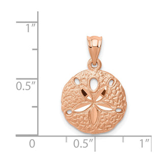 Mens 14k Rose Gold Brushed and Diamond-cut Sand Dollar Pendant