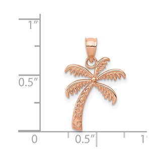 Mens 14k Rose Gold Polished Palm Tree Pendant
