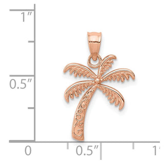Mens 14k Rose Gold Polished Palm Tree Pendant