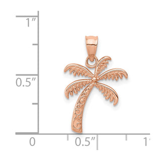 Mens 14k Rose Gold Polished Palm Tree Pendant