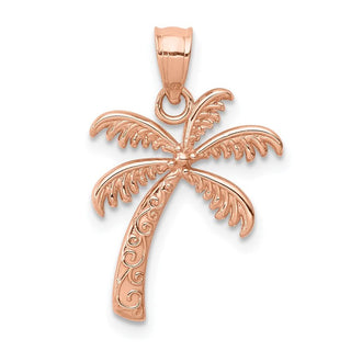 Mens 14k Rose Gold Polished Palm Tree Pendant